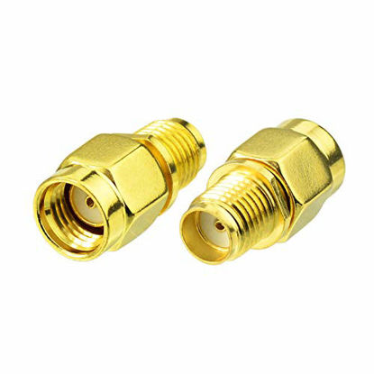 Picture of Bingfu RP-SMA Male to SMA Female Antenna Connector Adapter (2-Pack) for FPV Drone Controller WiFi Router PCIE Network Card Adapter Security Camera 4G LTE Cellular Trail Camera Game Camera