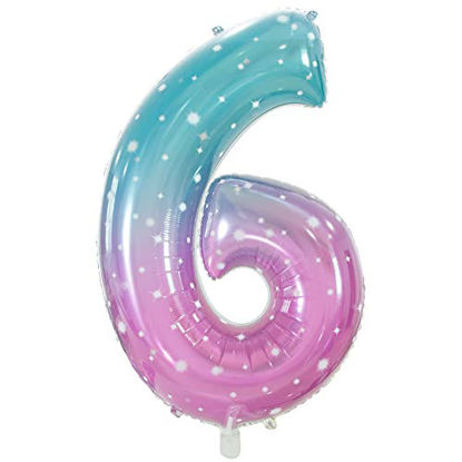 Picture of Gifloon Number 6 Balloon, 6th Birthday Foil Balloons, Large number balloons 40 inch