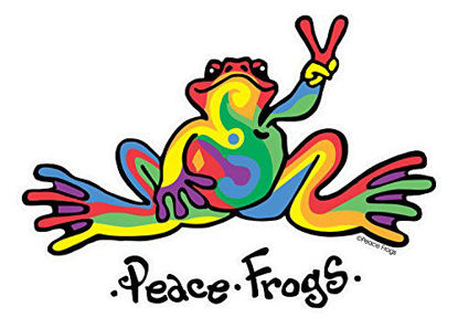 Picture of Enjoy It Peace Frogs Multi-Color Peace Frogs Car Sticker, Outdoor Rated Vinyl Sticker Decal for Windows, Bumpers, Laptops or Crafts, 2 Pieces