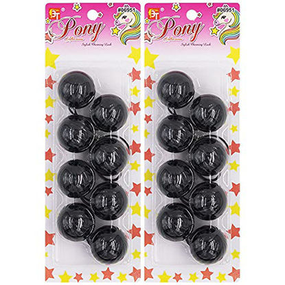 Picture of 8 Pcs Hair Ties 40mm Large Ball Bubble Ponytail Holders Colorful Elastic Accessories for Kids Children Girls Women All Ages (Black)