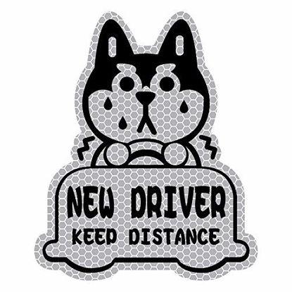 Picture of biinfu New Driver Reflective Sticker Car Decal,Keep Distance Sticker,for Student Driver-Silver