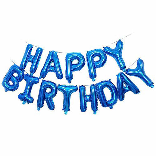 Picture of KALOR 16 inch Dark Blue Happy Birthday Balloons,Aluminum Foil Letters Banner Balloons for Party Supplies and Birthday Decorations