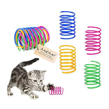 Picture of Andiker Cat Spiral Spring, 12 Pc Cat Creative Toy to Kill Time and Keep Fit Interactive cat Toy Durable Heavy Plastic Spring Colorful Springs Cat Toy for Swatting, Biting, Hunting Kitten Toys