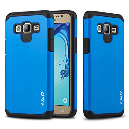 Picture of J&D Case Compatible for Galaxy On5 Case, Heavy Duty [Dual Layer] Hybrid Shock Proof Protective Rugged Bumper Case for Samsung Galaxy On5 Case - Blue