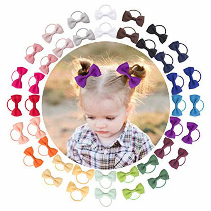 Picture of Baby Hair Ties With Bows For Toddler Girls Infant, VINOBOW 2Inch Small Bow Hair Ties, Baby Hair Accessories 40Pcs