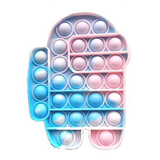 Picture of kusng-bo Silicone Stress Reliever Toy Push Pop Pop Bubble Sensory Fidget Toys for Anxiety Autism Special Needs Stress Reliever (Among us Blue Pink)