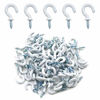 Picture of Biaungdo 100Pcs Vinyl Coated Metal Cup Hook 1/2", Screw-in Ceiling Hooks for Hanging (White)