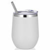 Picture of VEGOND 12oz Stainless Steel Wine Tumbler with Lid and Straw, Double Wall Vacuum Insulated Stemless Wine Glass Tumbler Cup, Coffee Mug for Cold Hot Drinks