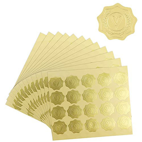 GetUSCart- 300PCS Gold Envelope Stickers Embossed Wax Seal Looking