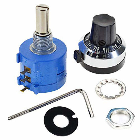 Picture of Onwon 1K Ohm Resistor 10 Turn Potentiometer 2W Wirewound Multi-Turn Adjustable Precision Potentiometer with 10 Turn Counting Dial Rotary Knob 6mm Shaft (1K Ohm)