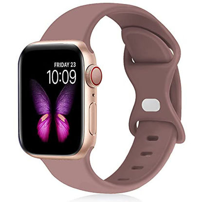 Picture of SinceC Sport Bands Compatible with Apple Watch Band 38mm 40mm 42mm 44mm S/M M/L for Women/Men Waterproof Soft Silicone Replacement Strap Accessories for iWatch Series 6/5/4/3/2/1/SE(Smokey Mauve, 42/44mm S/M)