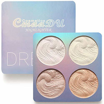 Picture of Shimmer Highlighter Highlight Makeup Contour Palette,CmaaDU 4 Colors Shimmer Blush and Makeup Highlighter Powder Bronzer Palette Highlighter+Makeup iluminadores Illuminator Make Up for Dark Skin 02