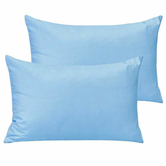 Picture of NTBAY 2 Pack Microfiber 14 x 20 Inches Toddler Pillowcases, Super Soft Travel Kids Pillow Cases with Envelope Closure, 14 x 20 Fits Pillows Sized 12 x 16 13 x 18 14 x 19, Sky Blue