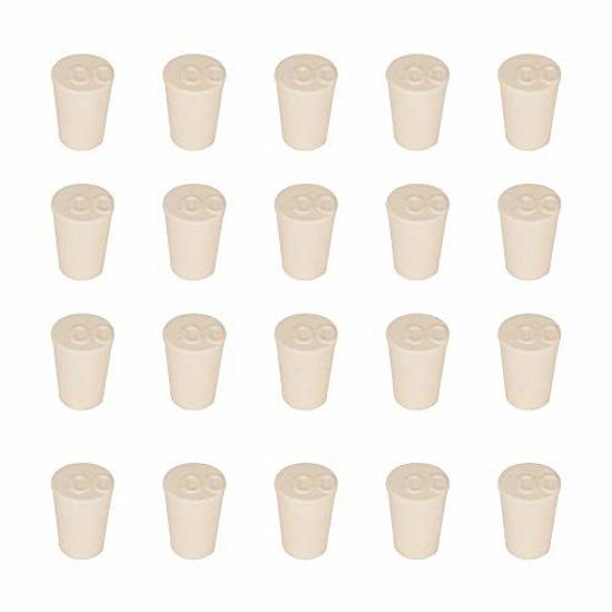 Picture of StonyLab Solid Rubber Stoppers, 20-Pack 00# White Tapered Lab Seal Rubber Stoppers