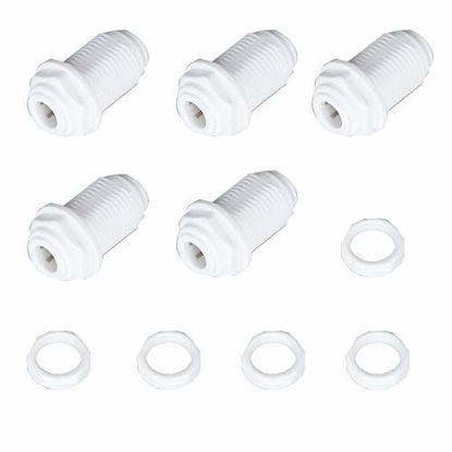 Picture of PureSec 3/8 Bulkhead Fitting 3/8 O.D. Tube use Push to Connect Fitting(5, 3/8" Tube O.D.)