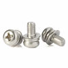 Picture of M4-0.7 x 10MM Phillips Pan Head Machine Screws Bolts Combine with Spring Washer and Plain Washers, 18-8 Stainless Steel(304), Quantity 25