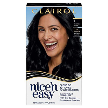 Picture of Clairol Nice'n Easy Permanent Hair Dye, 1 Blackest Black Hair Color, 1 Count