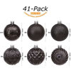 Picture of Sea Team 41-Pack Christmas Ball Ornaments with Strings, 60mm/2.36-Inch Medium Size Baubles, Shatterproof Plastic Christmas Bulbs, Hanging Decorations for Xmas Tree, Holiday, Wedding, Party, Black