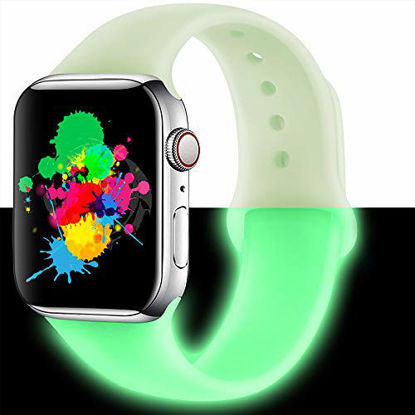 Picture of TRIYOU Luminous Band Compatible for Apple Watch Band 38mm 40mm, Soft Durable Silicone Band Replacement Wrist Strap Compatible for iWatch Series 5/4/3/2/1, M/L, Green