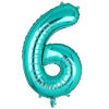 Picture of GGDE 40 Inch 6 Tiffany Blue Number Balloons Mylar Foil Helium Digital Balloon Baby Shower Party Ocean Mermaid Theme 6th Birthday Decor Supplies