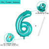 Picture of GGDE 40 Inch 6 Tiffany Blue Number Balloons Mylar Foil Helium Digital Balloon Baby Shower Party Ocean Mermaid Theme 6th Birthday Decor Supplies