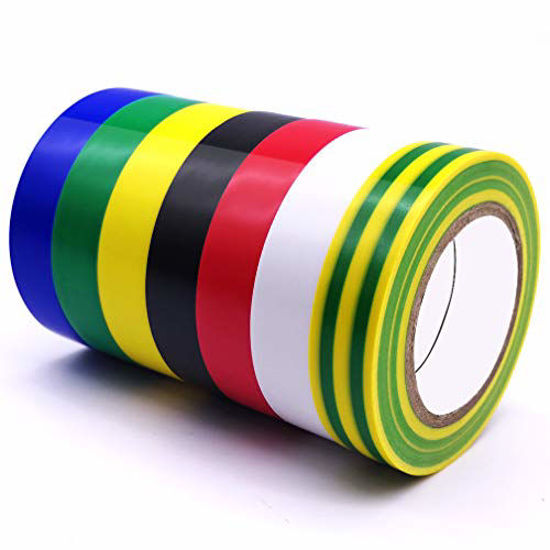 Picture of Electrical Tape 7 Pack 7 Color, Maveek PVC Strong Adhesive Insulation Tapes, Heat Resistant, Flame Retardant, Waterproof, 0.6inch x 49ft(15mm x 15m)