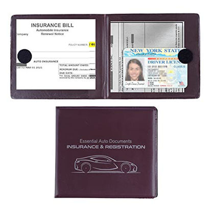 Picture of MICUB Auto Car Essential,Car Registration and Insurance Card Documents Holder 2-Pack,for Car,Truck,SUV and Other Vehicle,Case Wallet for Car Documents Organizer(Brown