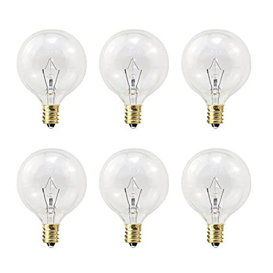 Picture of Wax Warmer Bulbs, G50 25 Watt Light Bulbs for Full Size Scentsy Warmers, G16.5 Globe E12 Base Clear Scentsy Light Bulbs for Wax Warmers - Long Life-Span and Melt Wax Fast, 120 Volt (6 Pack)