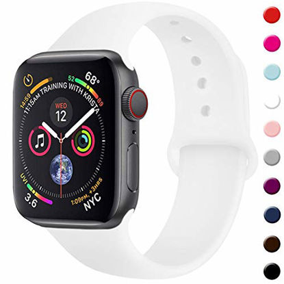 Picture of TIMTU Sport Bands Compatible with Apple Watch 42mm 44mm, Women Men Compatible with iWatch 3/4/2/1, M/L White