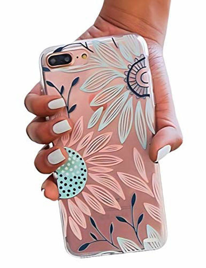 iPhone Xs Case iPhone X Case Women Cute Flower Daisy Sunflower Blossoms Bloom Floral Clear Back Pattern Flexible TPU Bumper Shock Absorption