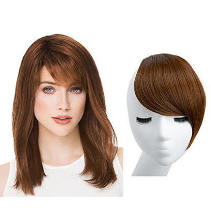 Picture of SARLA Straight Side Bangs Clip in Synthetic Hair Extension Natural Hair Pieces for Women Light Auburn