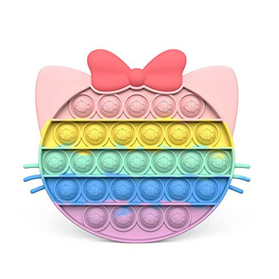 Picture of Gtinna 3D Cute Rainbow Push Pop Bubble Fidget Sensory Toy,Silicone Educational Game Toy Gift for Kids,Squeeze Sensory Toy Relieve Emotional Stress for Kid Adult (Rainbow Cat)