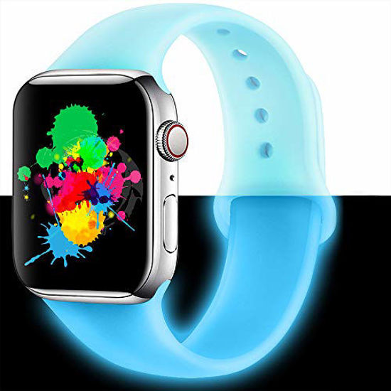 Picture of TRIYOU Luminous Band Compatible for Apple Watch Band 38mm 40mm, Soft Durable Silicone Band Replacement Wrist Strap Compatible for iWatch Series 5/4/3/2/1, M/L, Blue