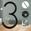 Picture of Floating House Number Modern House Numbers 5 inch, Deamos Zinc Alloy Home Address Number for House with Reflective Finish Black Floating Mount or Flush Mount Zinc Alloy [Number 3]