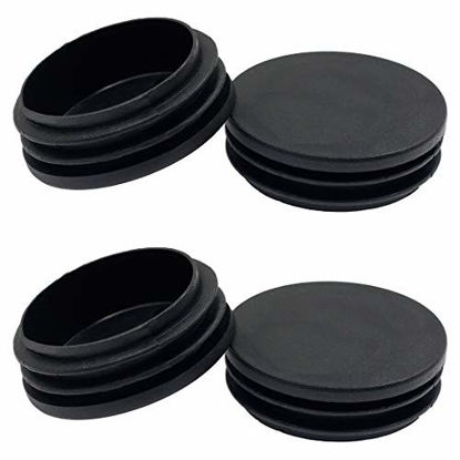 Picture of Suiwotin 4PCS 50mm (2 Inch) Round Plastic Plug, Round Black Plastic End Cap, Pipe Tubing End Cap, Furniture Finishing Plug