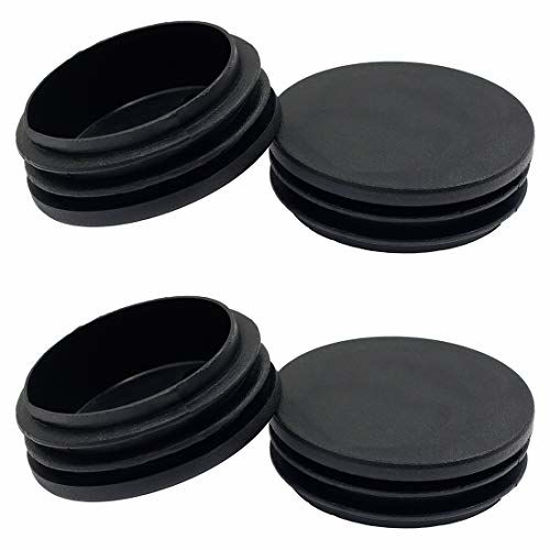 Picture of Suiwotin 4PCS 50mm (2 Inch) Round Plastic Plug, Round Black Plastic End Cap, Pipe Tubing End Cap, Furniture Finishing Plug