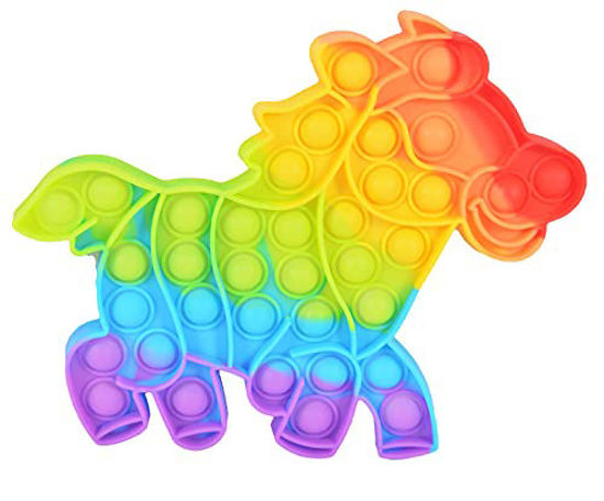 Picture of NUFR Rainbow Horse Shape Pop Bubble Fidget Toy, Animal Shaped Sensory Silicone Toy for Adult Kids Office