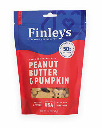 Picture of Finley's Peanut Butter & Pumpkin Dog Biscuits Treats for Dogs Made in USA | Natural Peanut Butter & Pumpkin Dog Treats | Wheat Free Dog Treats | Healthy Dog Treat Bags (12 oz)