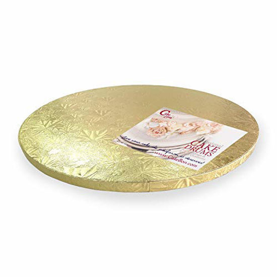 Picture of Cake Drums Round 14 Inches - (Gold, 1-Pack) - Sturdy 1/2 Inch Thick - Professional Smooth Straight Edges