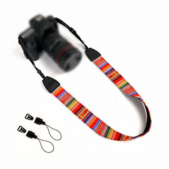 Picture of WANBY Canvas Neck Shoulder Camera Strap with Quick Release Buckles for DSLR SLR (Rainbow)