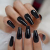 Picture of Coolnail Plain Solid Black Long Ballerina Press on UV Fake Art Nail Tips Coffin Tapered Shape Salon False Finger Nails Faux Ongle