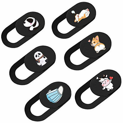 Picture of Laptop Camera Cover Slide Cute, Webcam Cover Cute 6 Pack 0.027in Ultra Thin Camera Blocker Protect Privacy Sliding Design for Computer/Laptop/Desktop/PC/iMac/MacBook Pro/Mac Mini/Smartphone(Mix