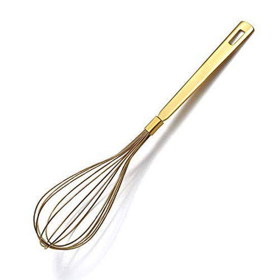 Picture of Gold Whisk, Berglander Whisk For Cooking With Titanium Gold Plating, Stainless Steel Balloon Whisk, Sturdy Kitchen Wire Whisk Set for Cooking, Baking, Blending, Beating, Dishwasher Safe, Easy to Clean