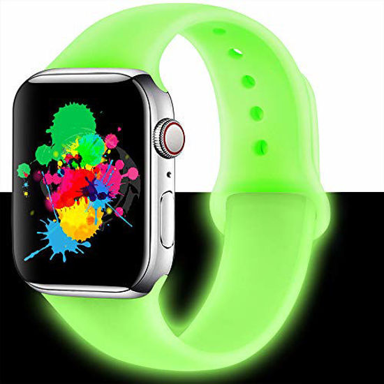 Picture of TRIYOU Luminous Band Compatible for Apple Watch Band 38mm 40mm, Soft Durable Silicone Band Replacement Wrist Strap Compatible for iWatch Series 5/4/3/2/1, M/L, Lime