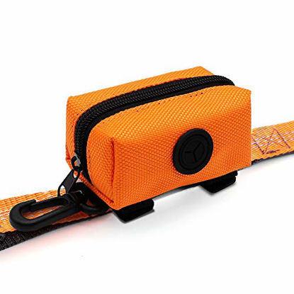 Picture of SLSON Pet Waste Bag Dispenser Zippered Pouch,Portable Dog Poop Bag Holder Leash Attachment Lightweight Fabric Bags (Orange)