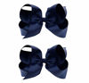 Picture of DEEKA 2 PCS 6" Big Hand-made Grosgrain Ribbon Solid Color Hair Bows Alligator Clips Hair Accessories for Little Teen Toddler Girls Kids Set of 2 -Navy Blue