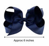 Picture of DEEKA 2 PCS 6" Big Hand-made Grosgrain Ribbon Solid Color Hair Bows Alligator Clips Hair Accessories for Little Teen Toddler Girls Kids Set of 2 -Navy Blue