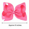 Picture of DEEKA 2 PCS 6" Big Hand-made Grosgrain Ribbon Solid Color Hair Bows Alligator Clips Hair Accessories for Little Teen Toddler Girls Kids Set of 2 -Hot Pink