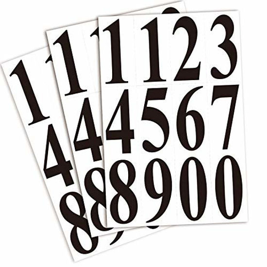 Picture of Die Cut Black Vinyl Numbers Stickers 2 Inch Self Adhesive - 3 Sets - Premium Decal for Mailbox, Signs, Window, Door, Cars, Trucks, Home, Business, Address Number, Indoor or Outdoor