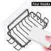 Picture of Nieifi Soap Dish Holder with 4 Hooks Stainless Steel Black Adhesive for Shower, Bathroom